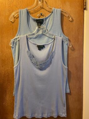 Lauren Ralph Lauren Light Blue Lace-Trim Tank Tops  Set of 2 Sky Blue/Robin Egg